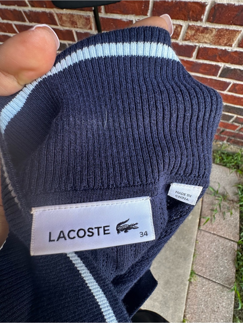Lacoste Navy Polo Knit Dress with Light Blue Stripe - Picture 4 of 4